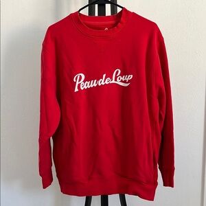 Peau De Loup Bold Red Crewneck Sweater Pull Over